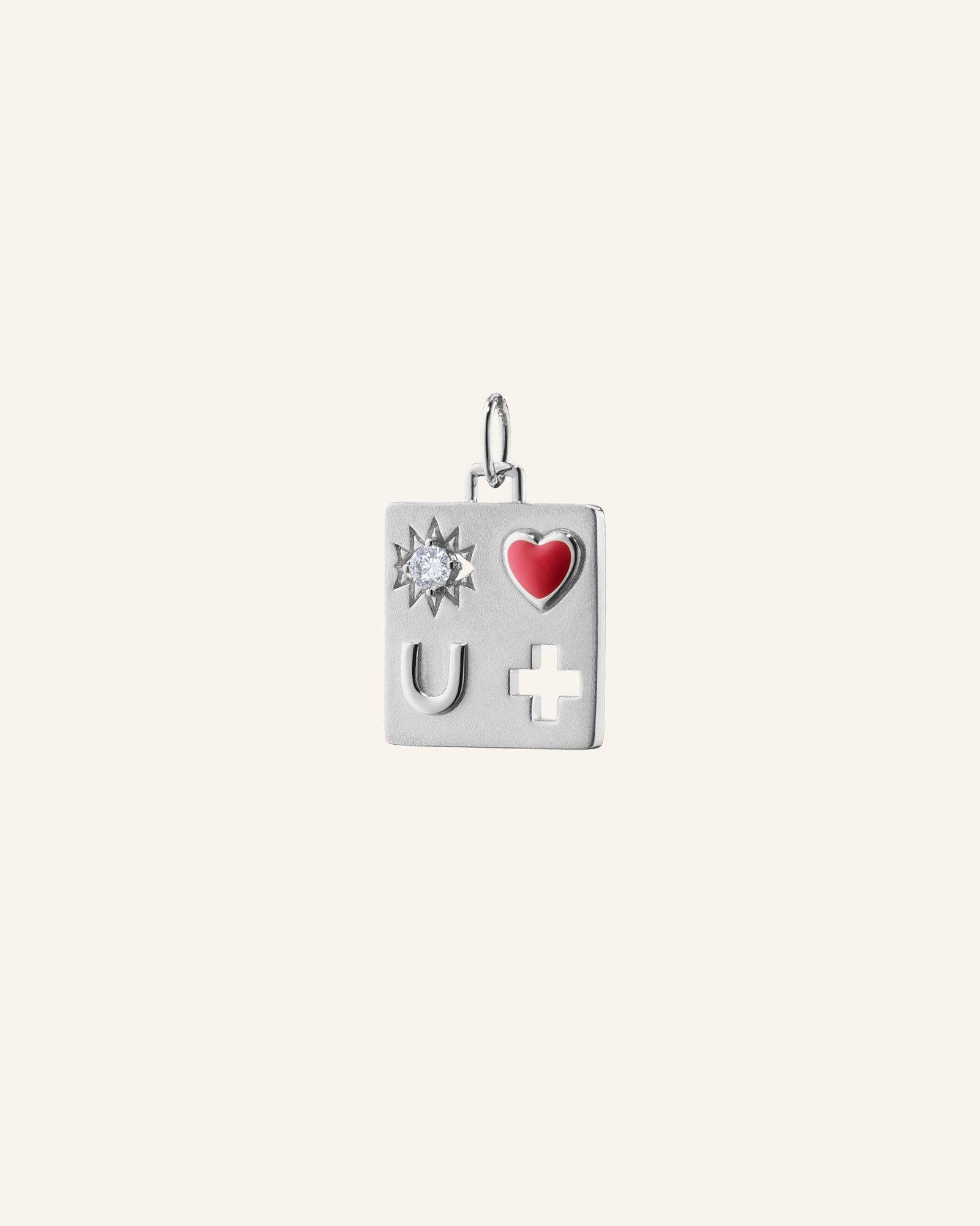 I Love You More Necklace with Red Enamel & White Sapphire - 图片 3