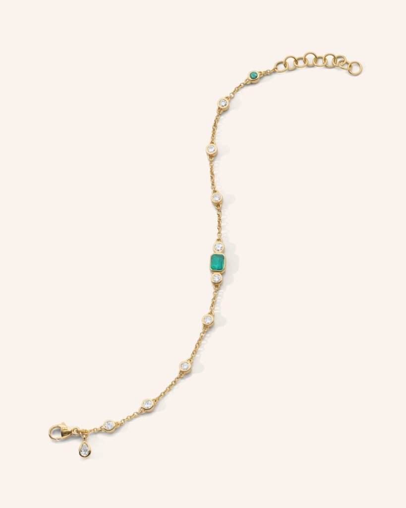Staggered Diamond & Emerald Tennis Bracelet