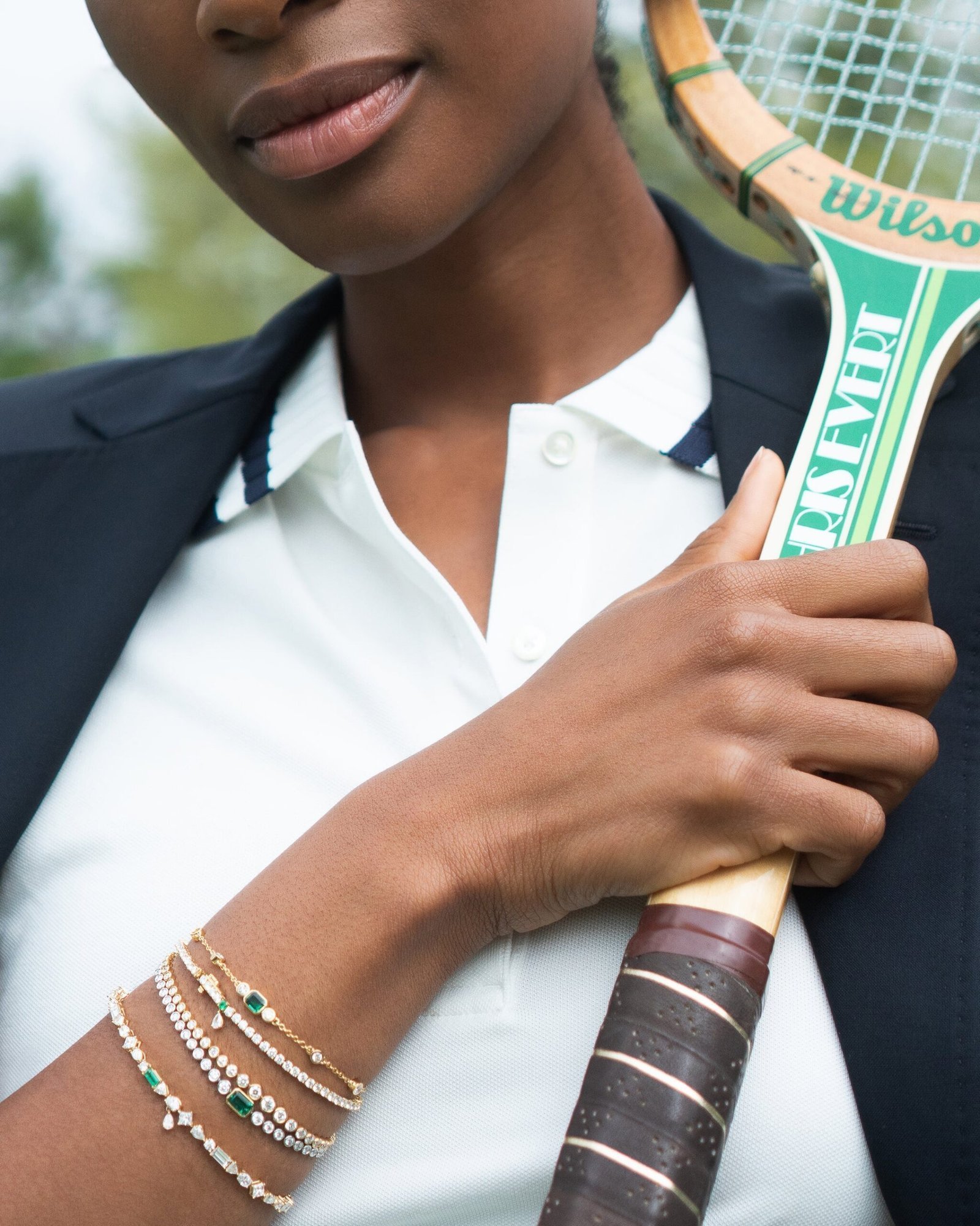 Staggered Diamond & Emerald Tennis Bracelet - 图片 3